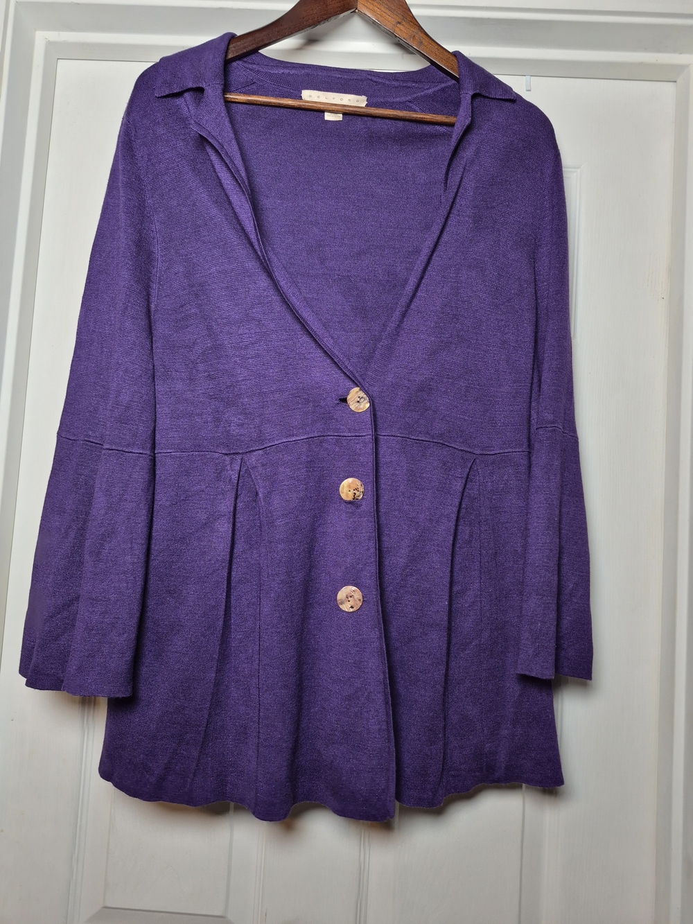 Belford Purple Button-Front Women's Sweater Cardigan Tussah Silk XL